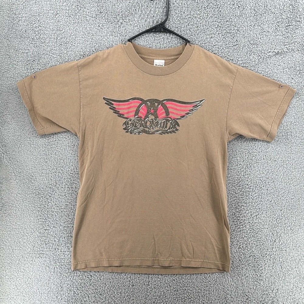 Vintage Aerosmith 1998 World Tour T-Shirt Murina Tan Mens Large Rock Band Tee
